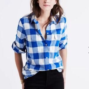 Madewell Buffalo Plaid Flannel Flap-Pocket Ex-Boyfriend Shirt size Small